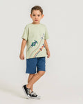 Race Car Graphic Tee & Slate Blue Shorts Set  ( 2-6 years)