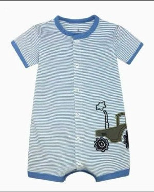 Blue Truck One-Piece Cotton Romper