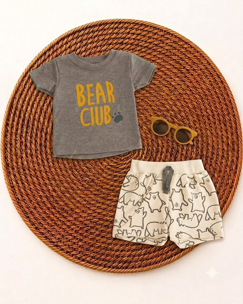 3-Piece Summer Outfit with Sunglasses- Bear Club(3 up to 18 months)
