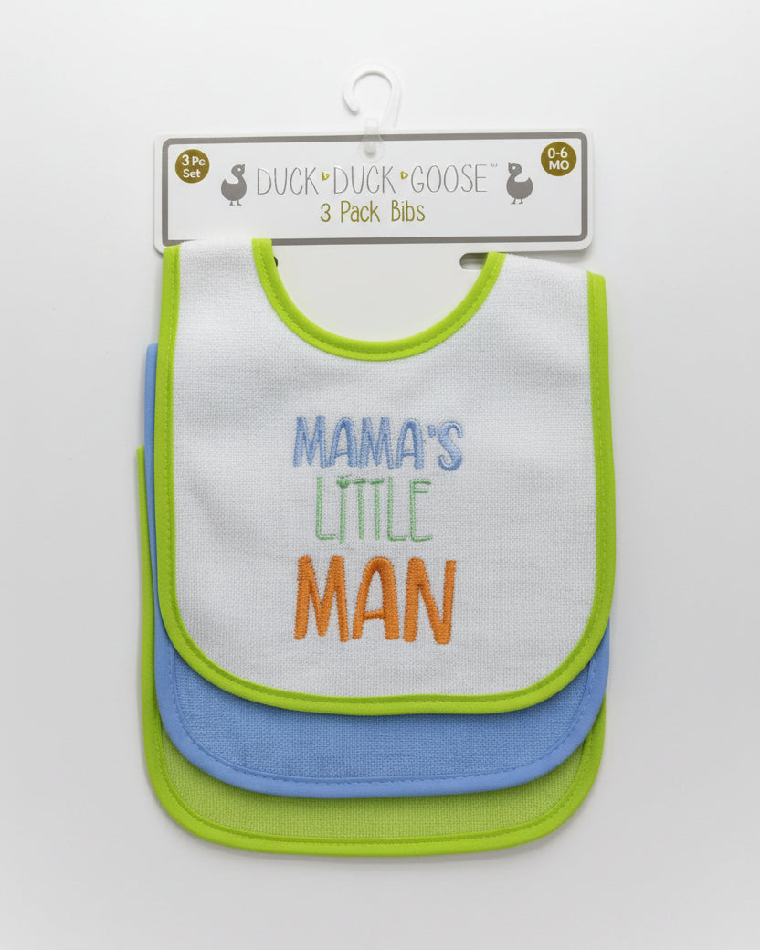3-Pack Blue Baby Bib Set