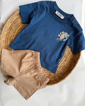 "Play Like a Champion" Basketball Tee & Tan Shorts Set ( 6 months-3 years)