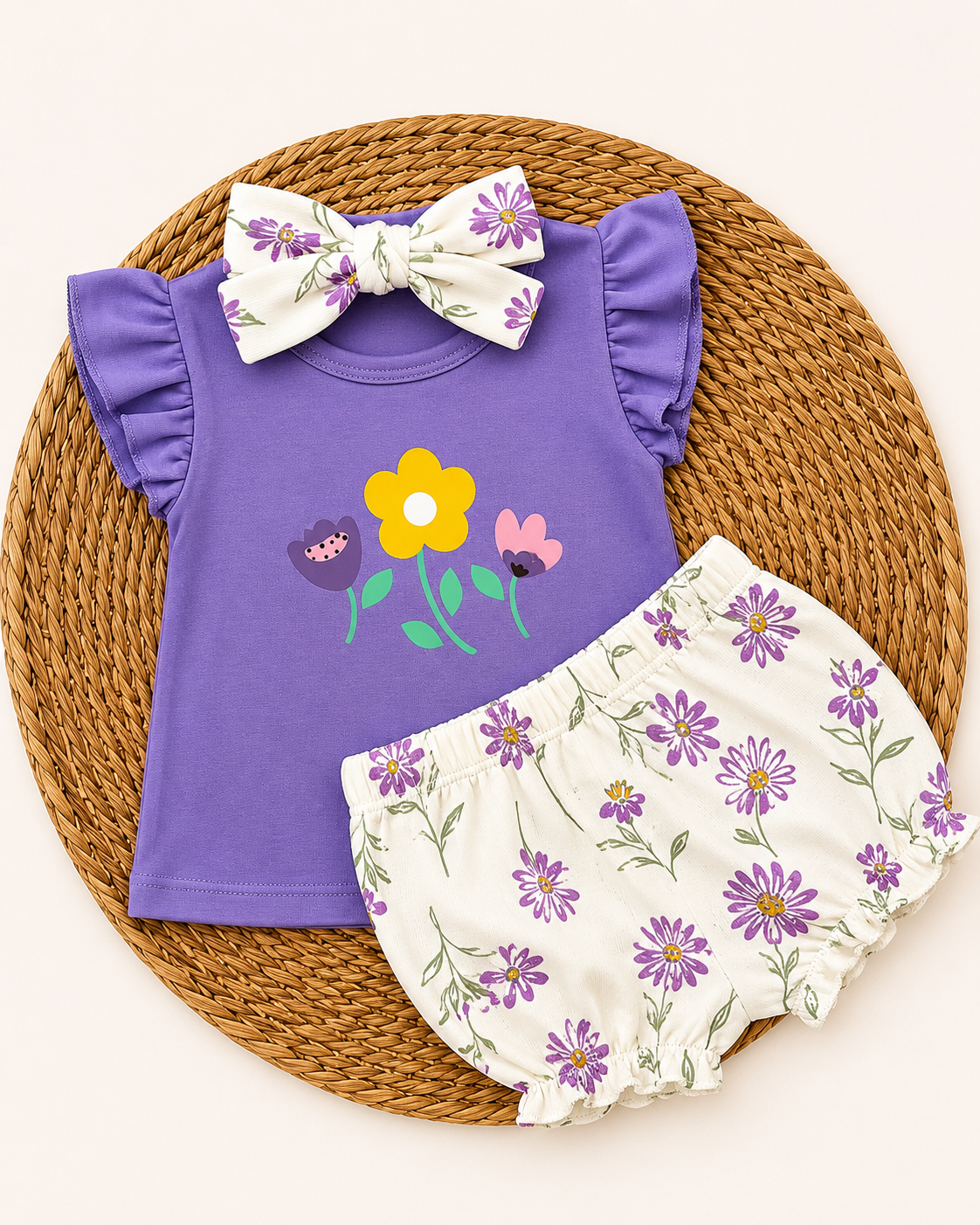 3-Piece Outfit Set- Flowers (3 up to 18 months)