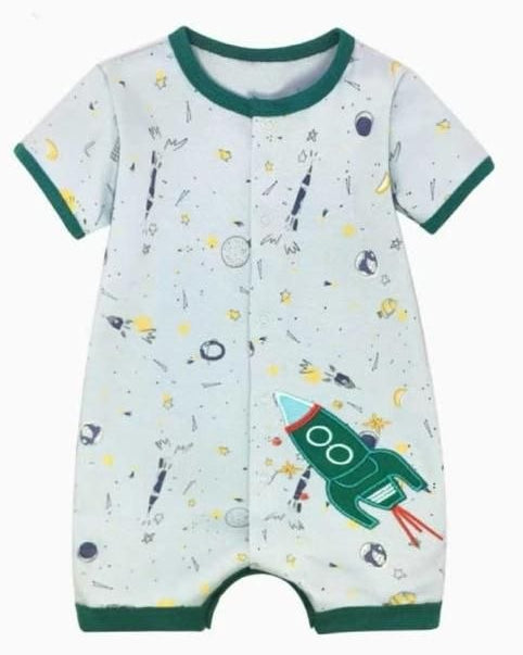 Space Rocket One-Piece Cotton Romper