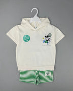 Mickey Tennis Hoodie and Striped Shorts Set (12 months-4 years)