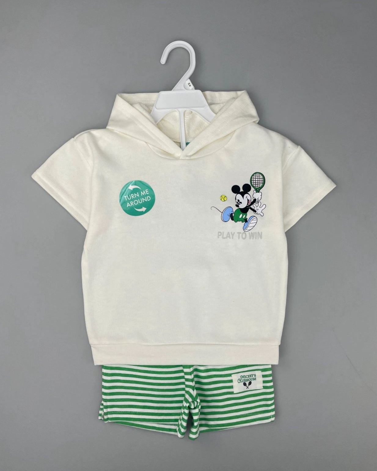 Mickey Tennis Hoodie and Striped Shorts Set (12 months-4 years)