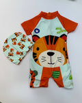 Tiger Kids One-Piece Swimsuit & Swim Cap Set (2-6 years)