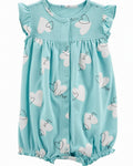 Blue Heart Print Cotton Romper (12 and 18 months)