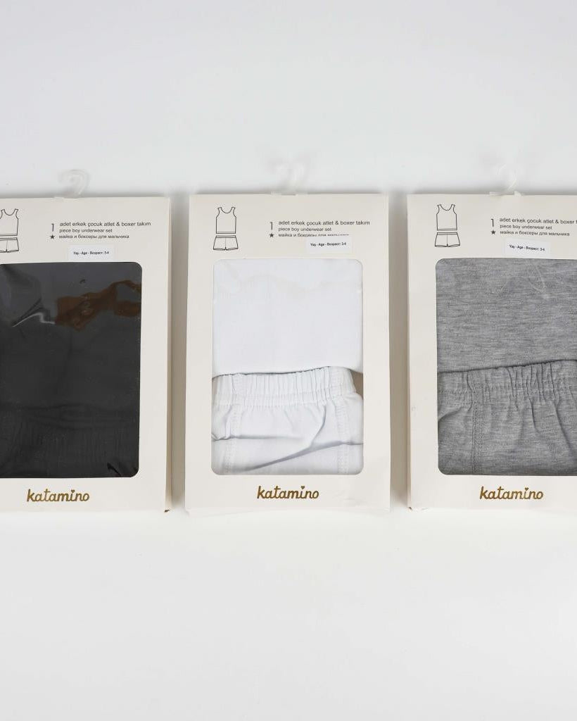 Set of Basic Color Underwear (Top & Boxer) for Boys