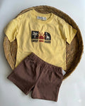 Sunny Safari 'Sweet and Hard' Tee & Brown Shorts Set  ( 6 months-3 years)
