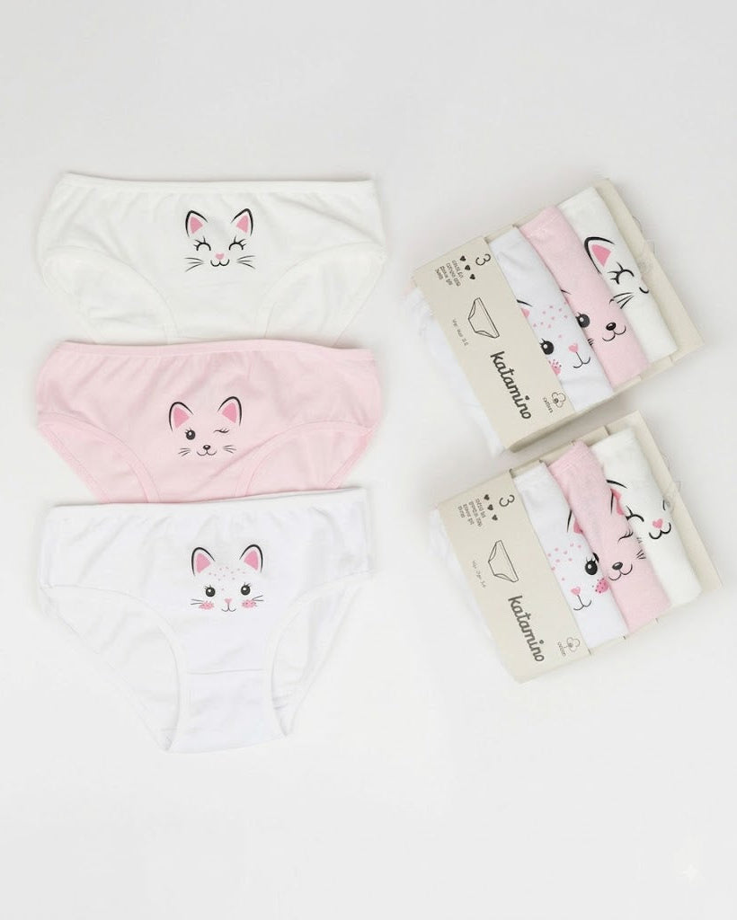 3 Briefs Set for Girls- Cats print