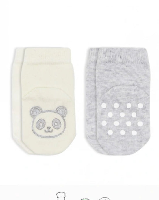 Bistyle Organic 2-Pairs Combed Non-slip Socks (0-36 m) Grey