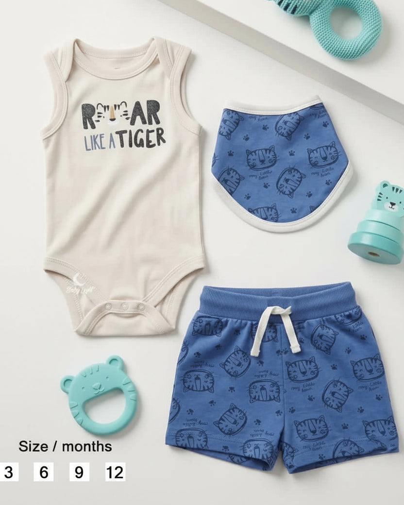 3-Piece Summer Set -Little Tiger (3 up to 12 months)