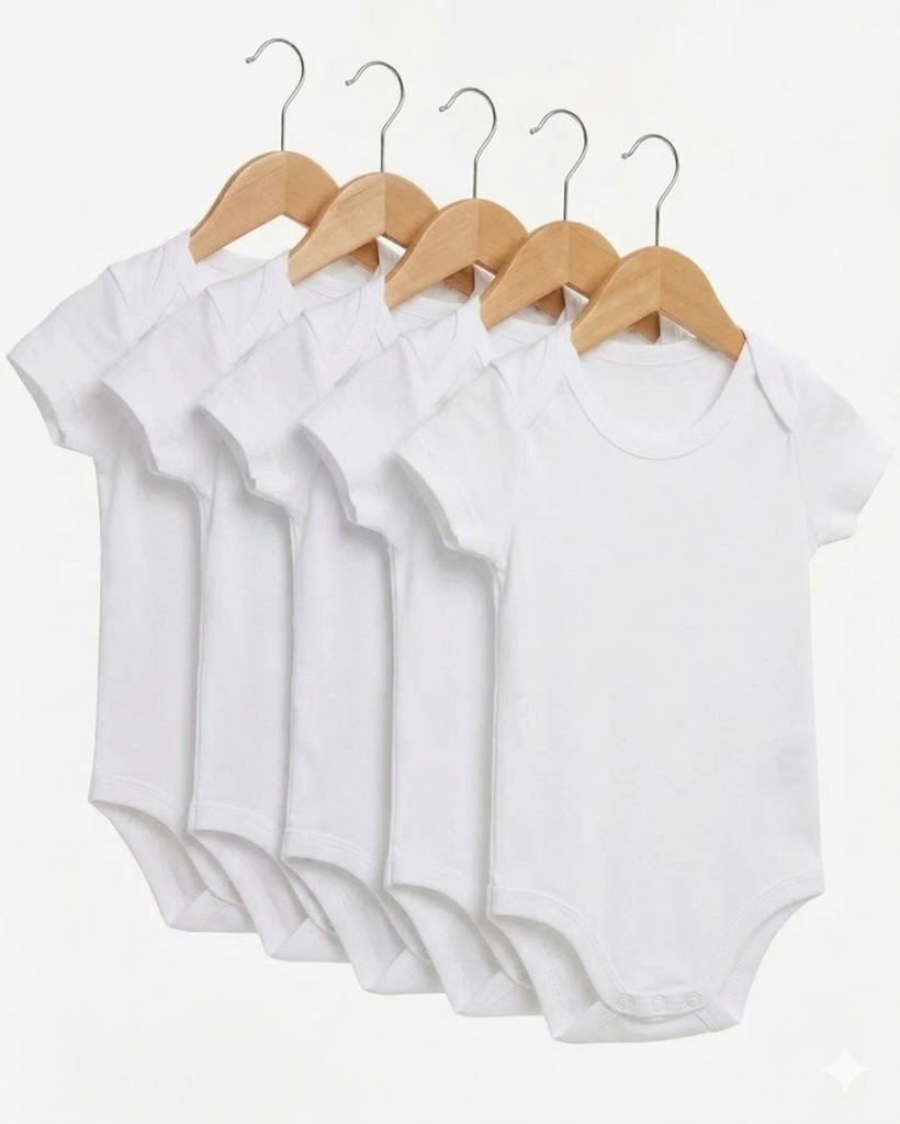 5-pcs  Pack  1/2 Sleeve Bodysuits (6 months)