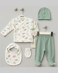 Mint Safari Dreams 5-Piece Newborn Cotton Set