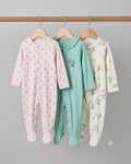 3-Pack Baby Girls Cotton Footed Sleepsuits- Strawberry ( 3 and 6 months)