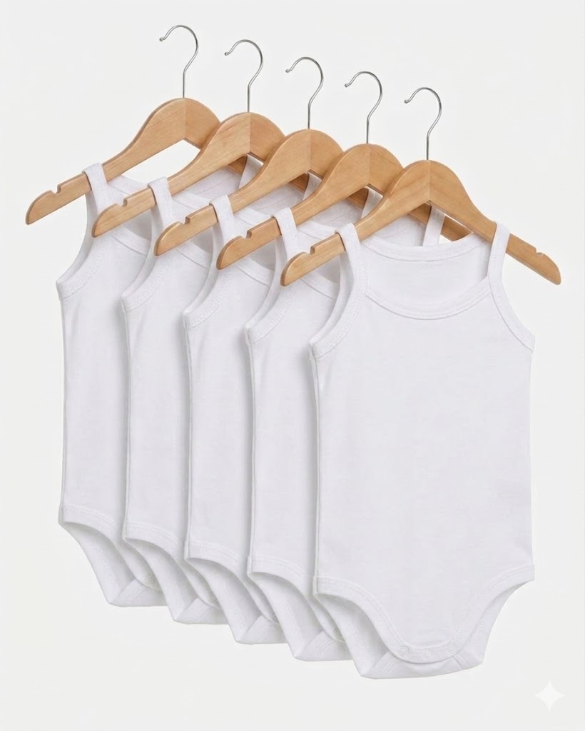 5-pcs Pack  Sleeveless Bodysuits (3 months)