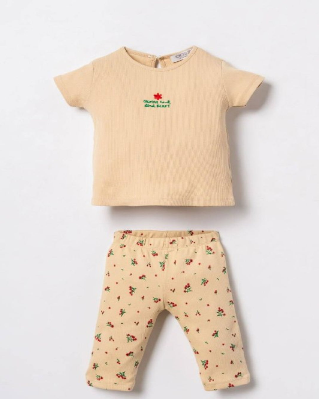 "Kind Heart" Ribbed Tee & Floral Leggings Set ( 6 months- 3 years)