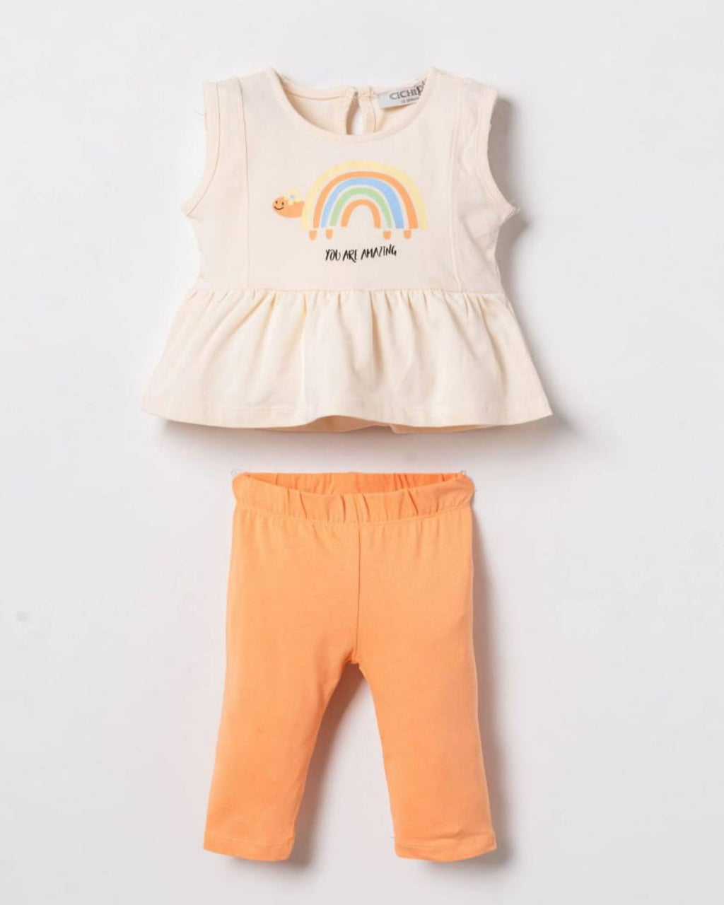 Rainbow Ruffle Tunic & Peach Leggings Set( 6 months-3 years)