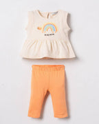 Rainbow Ruffle Tunic & Peach Leggings Set( 6 months-3 years)