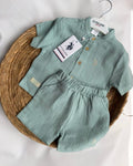 U.S. Polo Assn Grey Muslin Henley Set (6 months up to 3 years)