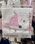 Fox Patterned Pink Towel Set With loofah