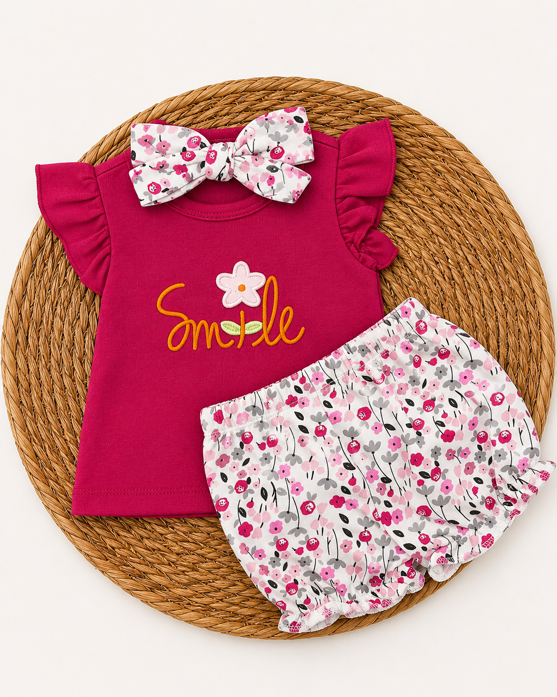 3-Piece Outfit Set-Smile Flower (3 up to 18 months)