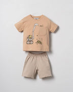 Dino Excavator Shorts Set (Grey and Navy)( 9 months- 4 years)