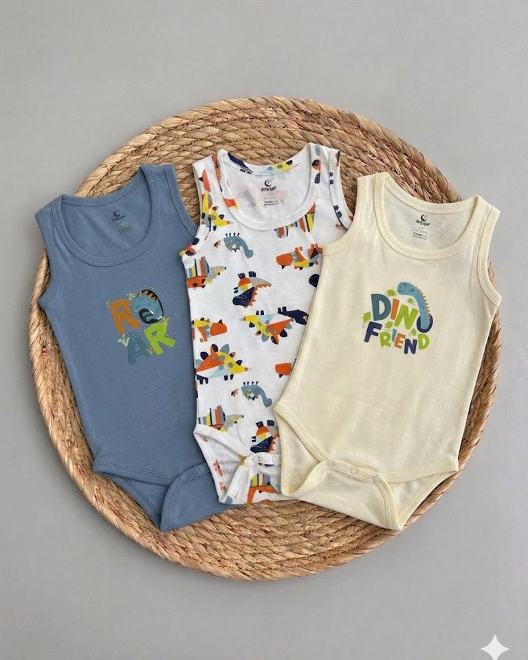 Dino-Print Set of 3-pcs Bodysuit (24 and 36 months)