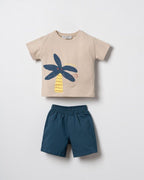 "Mini Palma" Bohemian Palm Tree Shorts Set (9 months-4 years)