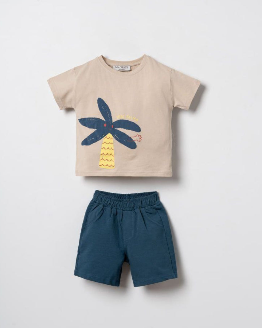 "Mini Palma" Bohemian Palm Tree Shorts Set (9 months-4 years)