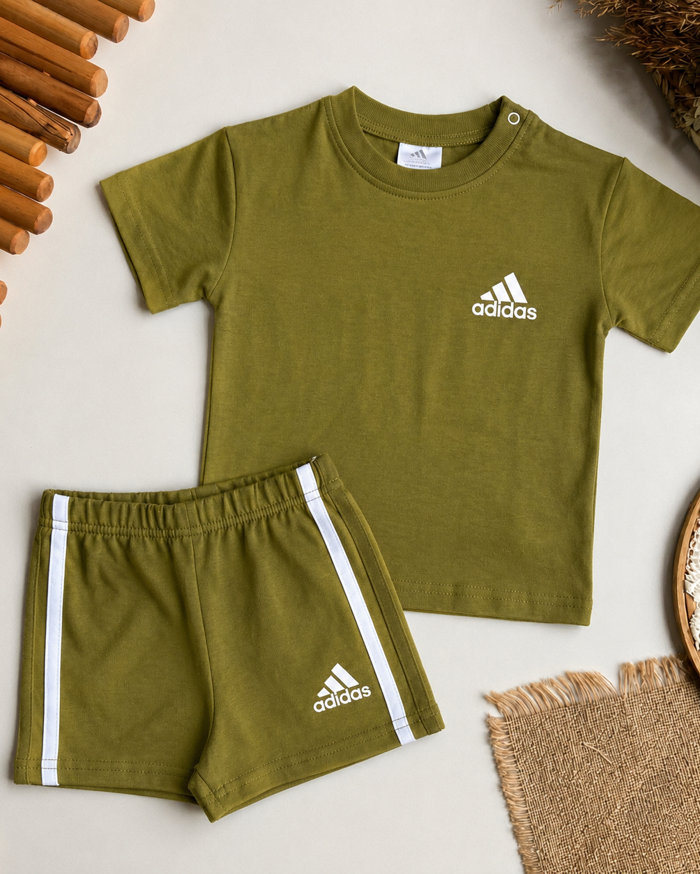 Unisex Adidas Basic Set- Olive (6 months-3 years)