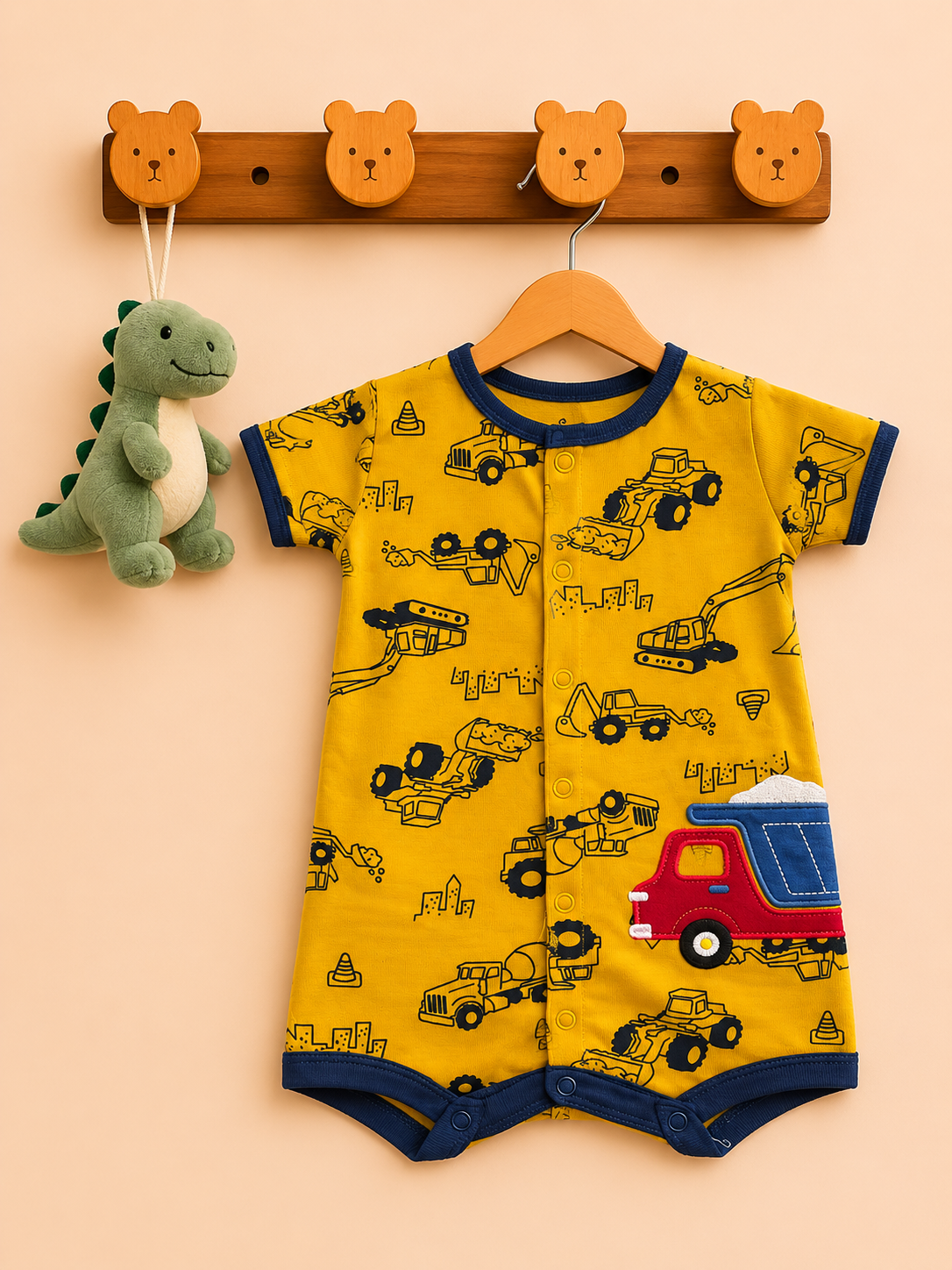 Yellow Truck One-Piece Cotton Romper