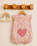 Playful Flowers Print One-Piece Cotton Romper