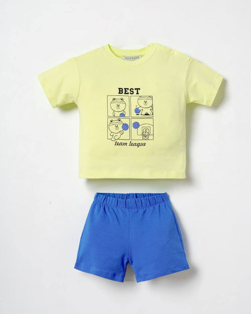 "Best Team League" Basketball Bear Tee & Blue Shorts Set ( 6 months-3 years)