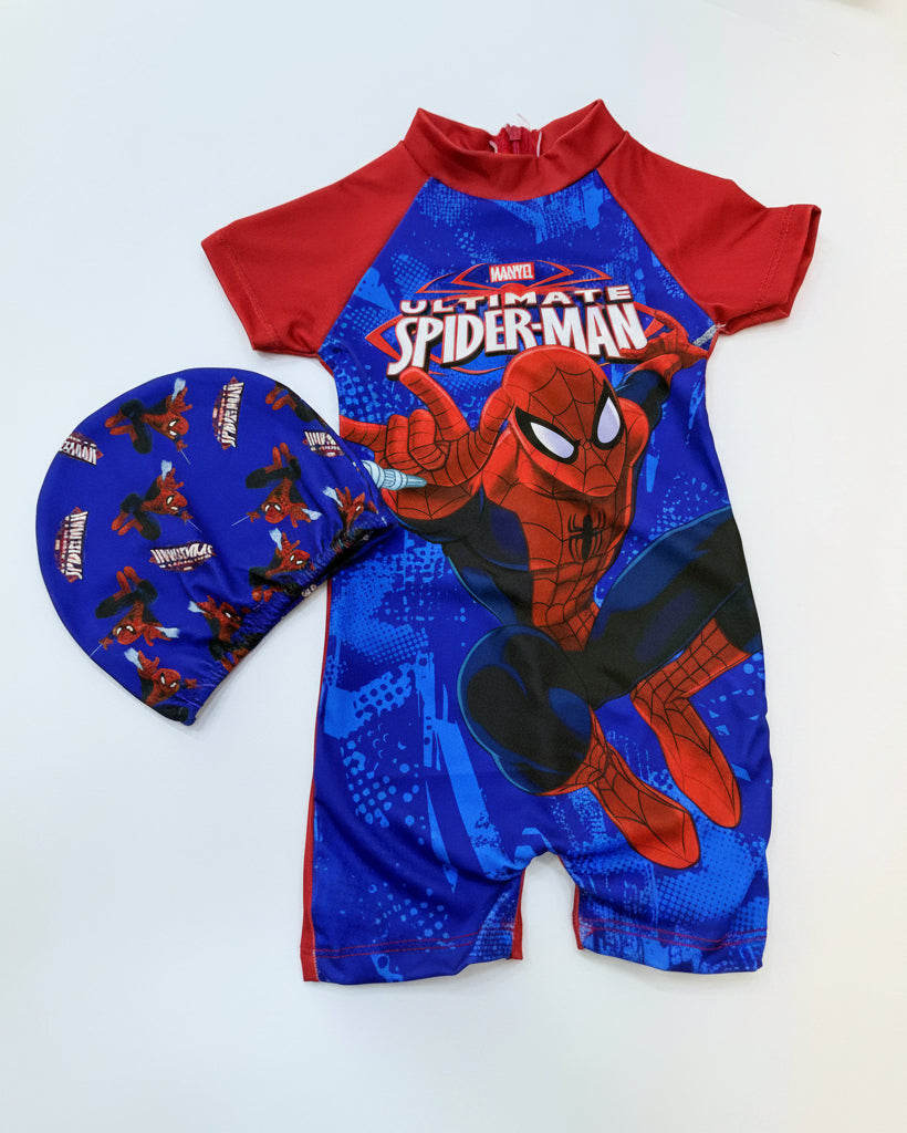 Spiderman Kids One-Piece Swimsuit & Swim Cap Set (2-6 years)