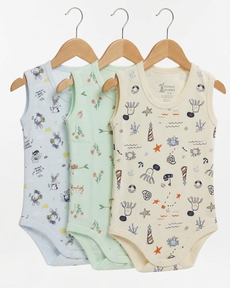 1-piece Unisex Colored Printed Cut Sleeve Bodysuit (3/6 and 6/12 months)