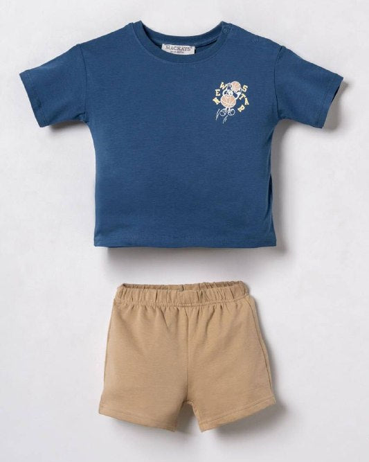 "Play Like a Champion" Basketball Tee & Tan Shorts Set ( 6 months-3 years)