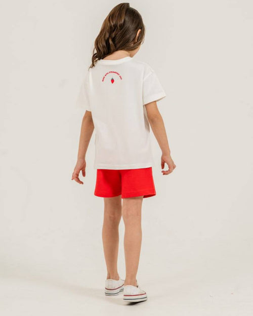 "Strawberry Market" Graphic Tee & Bright Red Shorts Set ( 2-6 years)