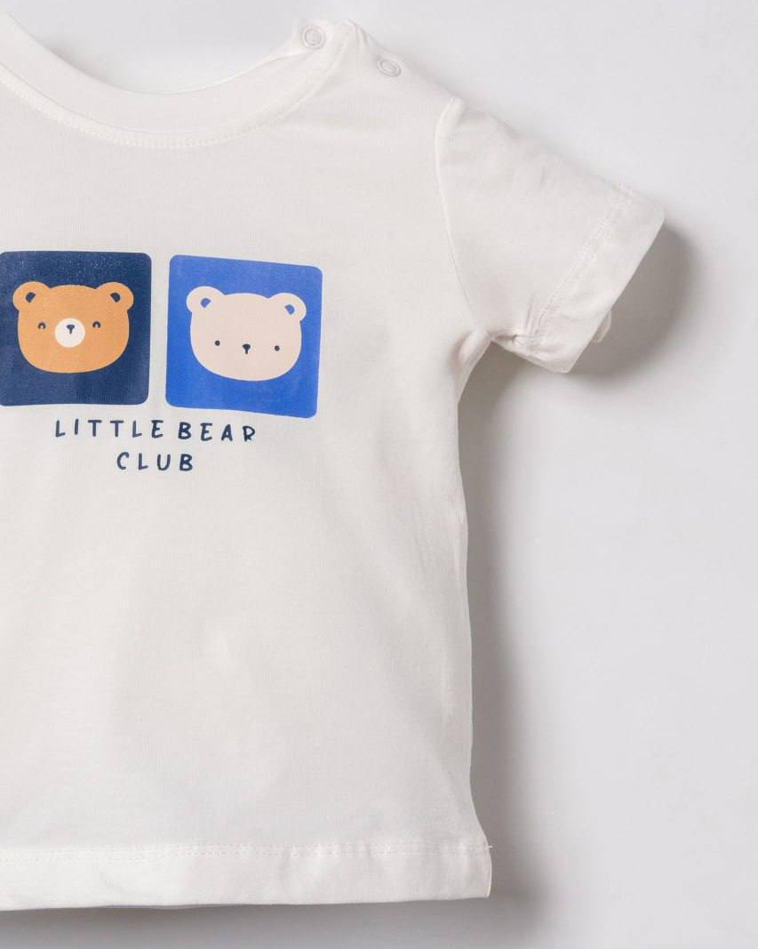 "Little Bear Club" Graphic Tee & Sky Blue Shorts Set ( 3-24 months)