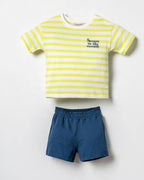 Lime Stripe 'Little Moments' Tee & Navy Shorts Set  ( 6 months-3 years)
