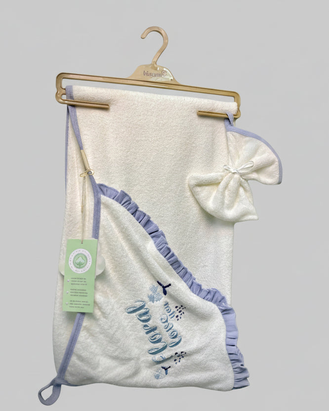 Biorganic Luxury Hooded Baby Towel Set With loofah