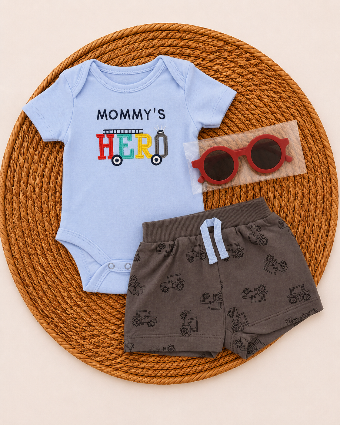 4-Piece Summer Outfit with Sunglasses- Hero (3 up to 12 months)