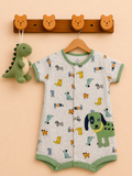 Dog Print One-Piece Cotton Romper