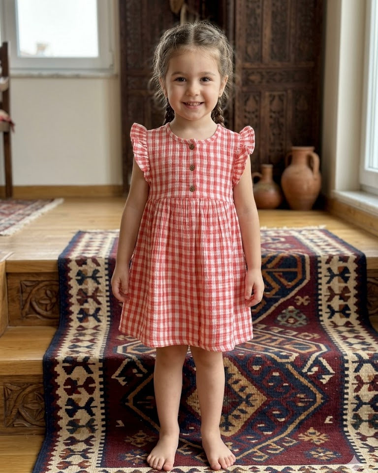 Ethnic Girl Dress-Poppy Red