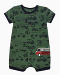 Green Bus One-Piece Cotton Romper