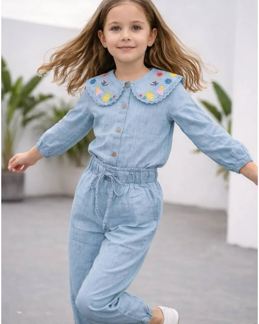 2-Piece Top and Bottom Denim Set