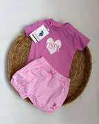 U.S. Polo Assn Pink Heart & Stripe Set (6 months up to 3 years)