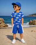 Little Shark Cotton T-Shirt and Shorts Set with Hat (2-6 Years)
