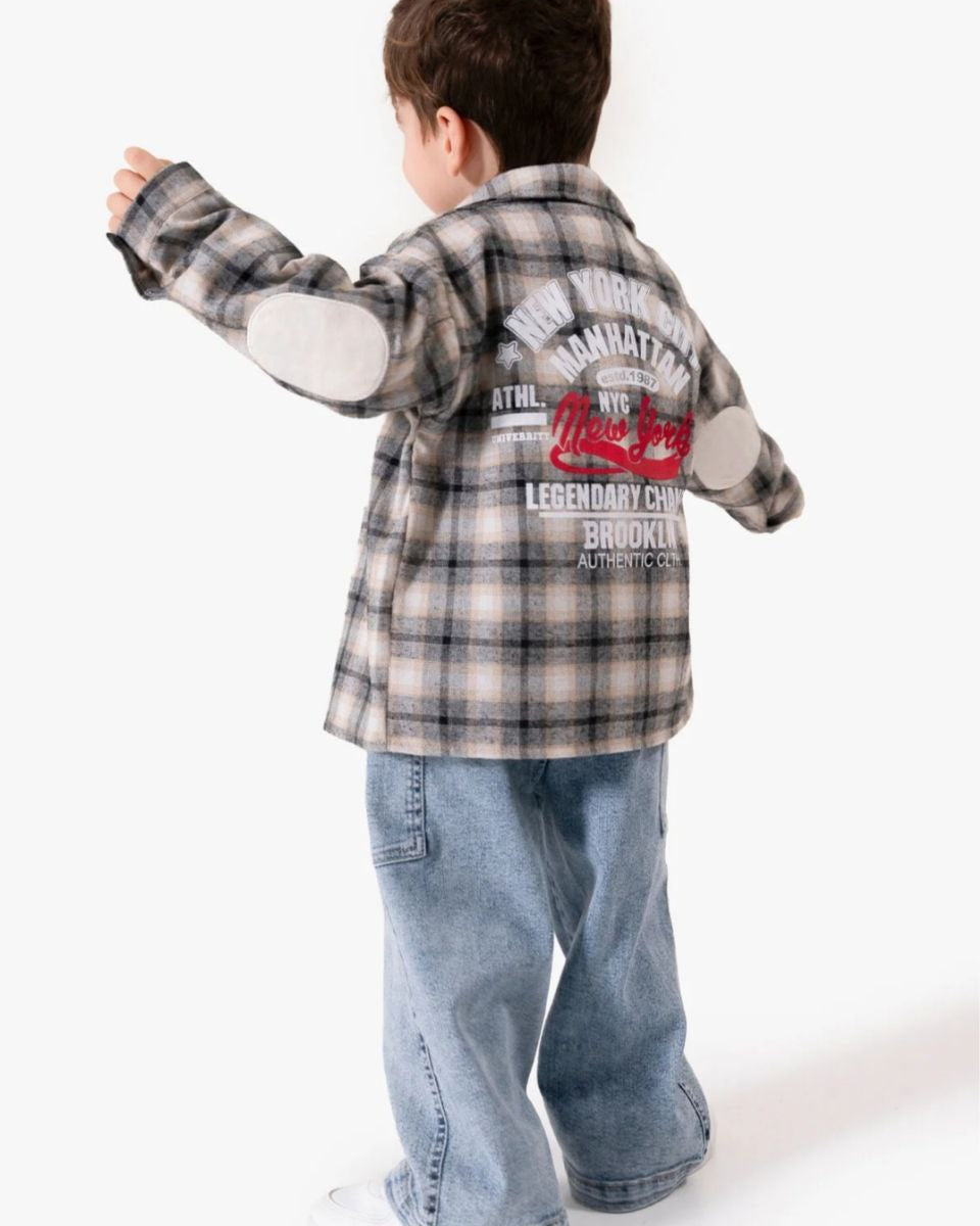Boys' Plaid Shirt & Denim 3-pcs Set