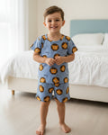 Lion Print Pajama Set - Short Sleeve T-Shirt & Shorts (2-5 years)